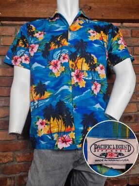 Pacific Legend Hawaiian Shirt Men's Medium Made in Hawaii 100% Cotton Aloha Flor